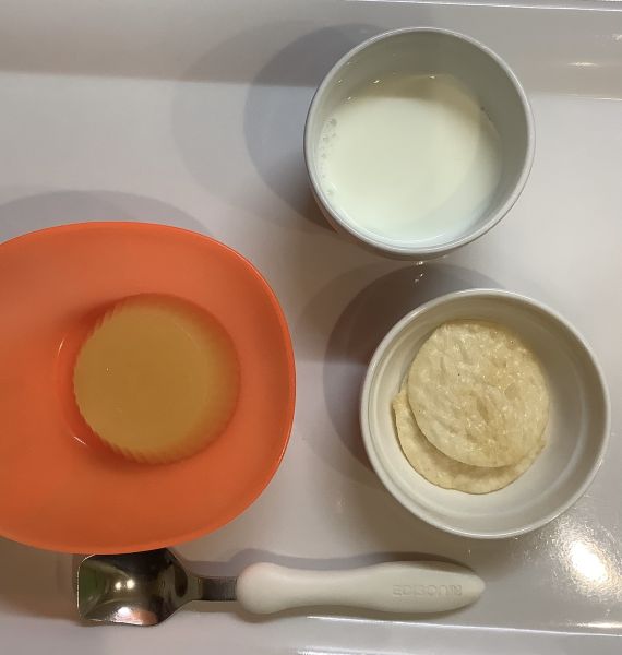 オレンジゼリー、せんべい常食