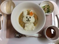 お月見カレー（行事食）畑で取れたナスをたくさん使って作りました🍆 常食