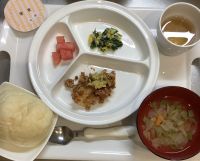 ポテトグラタン常食スープに畑のピーマンが入っています。